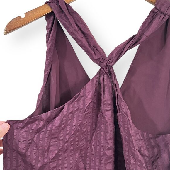 Frame Draped Textured Silk Halter Top Blouse in Cabernet Purple Size L Large NWT - Picture 3 of 9